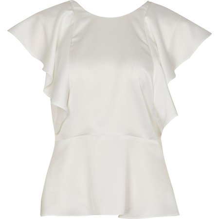 White short sleeve peplum blouse | River Island