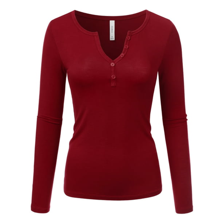 red long sleeve top
