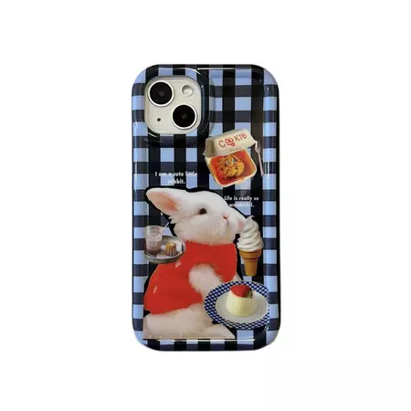 Cute Rabbit Plaid Case for iPhone - Shoptery
