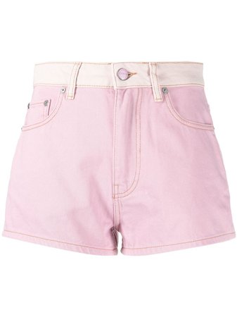 GANNI Overdyed Panelled Denim Shorts - Farfetch