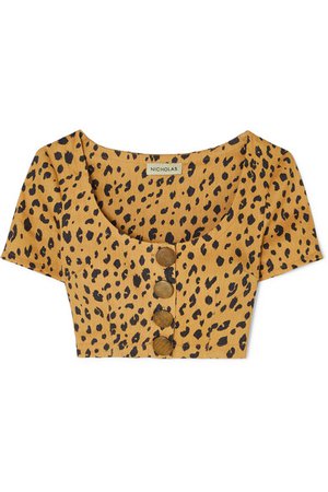 Nicholas | Button-detailed cropped leopard-print Tencel-blend top | NET-A-PORTER.COM