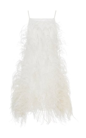 Shannon Feather-Embellished Silk Mini Dress by Cult Gaia | Moda Operandi