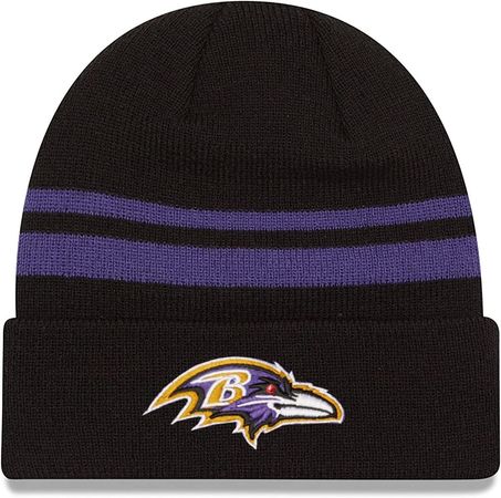 Amazon.com: New Era Unisex-Adult NFL Official Sport Knit Classic Striped Knit Beanie Cold Weather Hat (Baltimore Ravens) : Sports & Outdoors