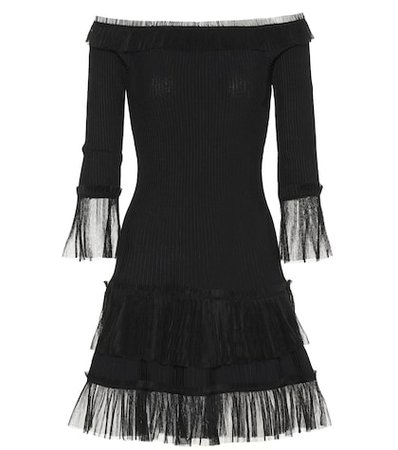Tulle-trimmed knitted dress