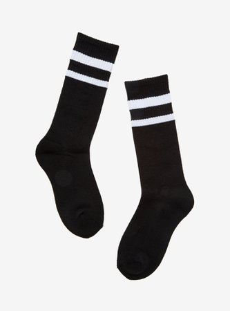 Blackheart Black & White Stripe Varsity Crew Socks