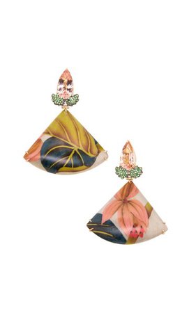 18k Yellow Gold Pink Flower Marquetry Earrings By Silvia Furmanovich | Moda Operandi