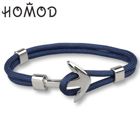 HOMOD 2019 New Fashion Black Color Anchor Bracelets Men Charm Survival Rope Chain Paracord Bracelet Male Wrap Metal Sport Hooks-in Charm Bracelets from Jewelry & Accessories on Aliexpress.com | Alibaba Group
