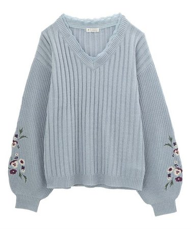 blue knit pullover