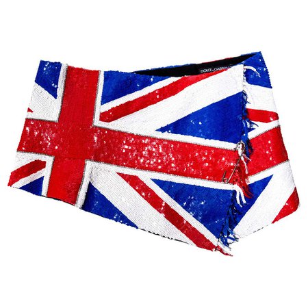 Dolce and Gabbana sequin and crystal Union Jack flag mini wrap skirt, ss 2000 For Sale at 1stDibs