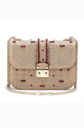 nude valentino embellished clutch