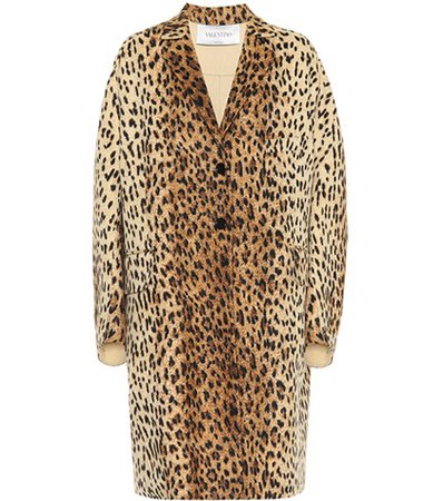 Leopard-print wool coat
