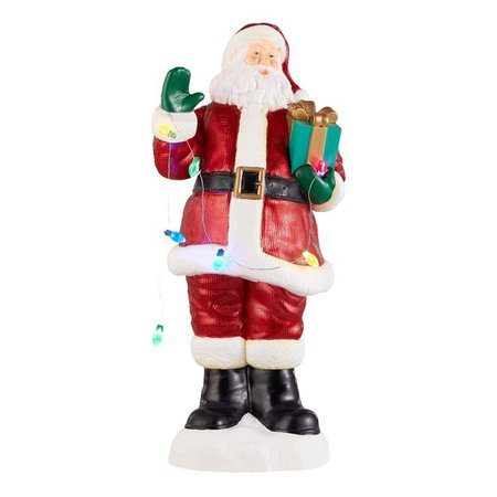 Holiday Time Light-Up Santa With Present Table Top Christmas Decoration, 18" - Walmart.com - Walmart.com