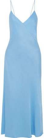 Satin-crepe Midi Dress - Blue