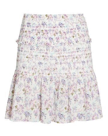 LoveShackFancy Camilla Smocked Floral Mini Skirt | INTERMIX®