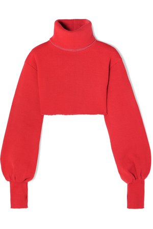 Orseund Iris | Distressed cropped ribbed-knit turtleneck sweater | NET-A-PORTER.COM