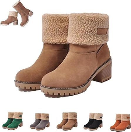 Amazon.com | Libiyi Boots,Dotmalls Boots,Dotmalls Seniors'Chunky Heel Winter Boots,Women's Chunky Heel Round Toe Snow Boots | Snow Boots