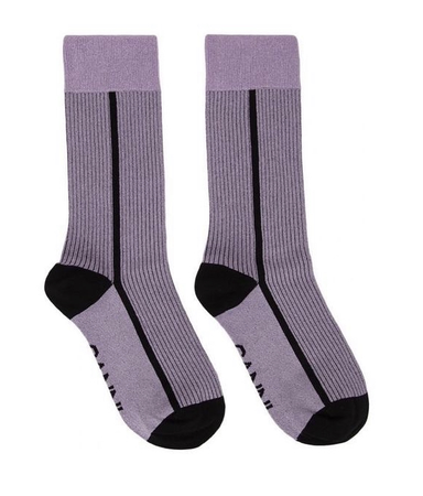 Ganni Purple & Black Lurex Socks