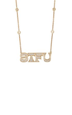 14k Gold Full Pave "stfu" Necklace By Jacquie Aiche | Moda Operandi