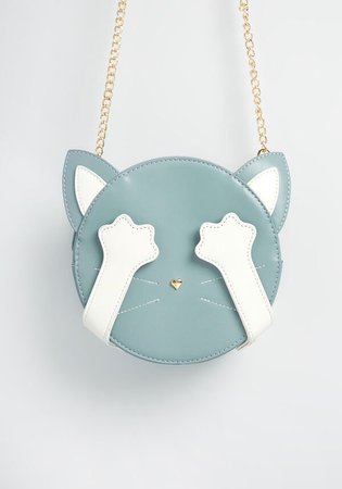 I Cat-not See You Crossbody Bag in Mint Green/White | ModCloth