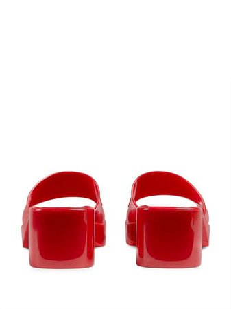 Shop red Gucci logo low-heel slide sandals with Express Delivery - Farfetch