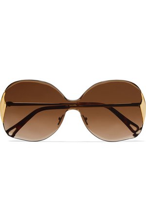 Chloé | Curtis square-frame gold-tone and tortoiseshell acetate sunglasses | NET-A-PORTER.COM