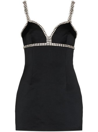 Shop black AREA crystal-embellished mini dress with Express Delivery - Farfetch