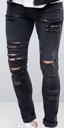 Mens Black ripped jeans