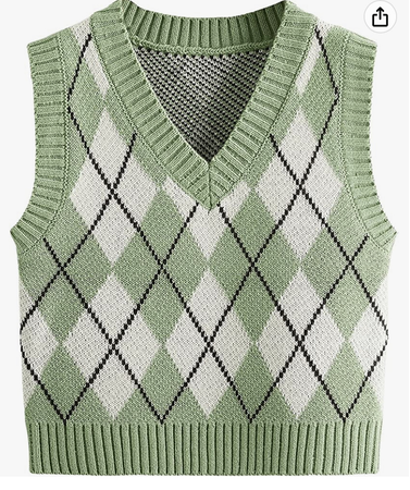 Green plaid cropped vest