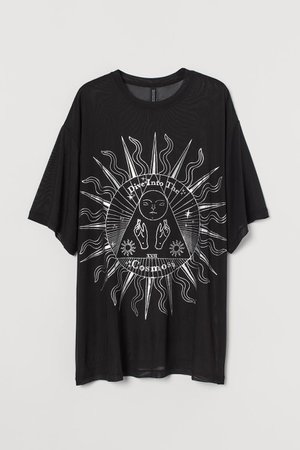 Oversized Mesh T-shirt - Black sun - Ladies | H&M US