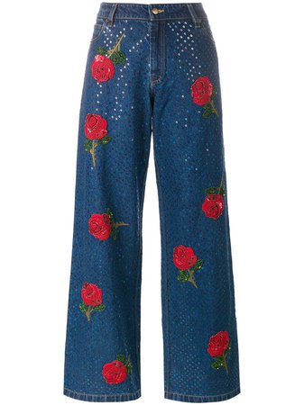 Ashishrose embroidered sequin jeans rose embroidered sequin jeans £1,450 - Shop SS19 Online - Fast Delivery, Free Returns