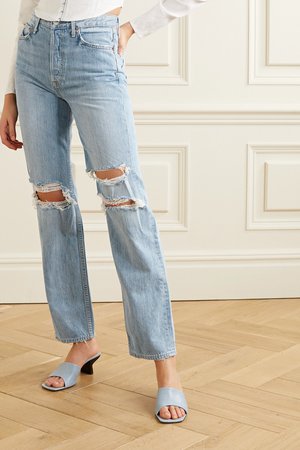Light denim Mica distressed high-rise straight-leg jeans | GRLFRND | NET-A-PORTER