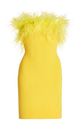 Blanca Feather-Trimmed Strapless Knitted Mini Dress By Staud | Moda Operandi