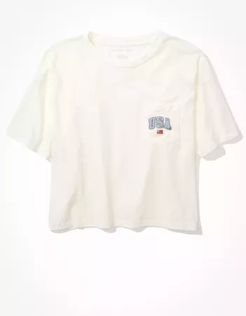 AE USA Graphic Cropped T-Shirt white