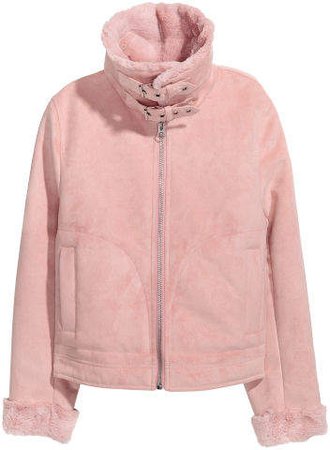 Jacket with Faux Fur Lining - Pink