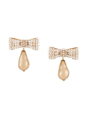 Gold Dolce & Gabbana Bow Drop Clip Earrings | Farfetch.com