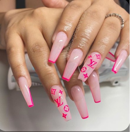 Pink Louis Vuitton Nails