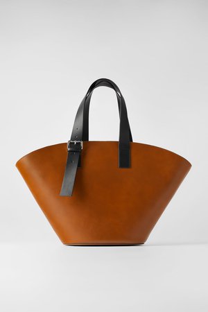 EXTRA LARGE LEATHER TOTE | ZARA United States brown