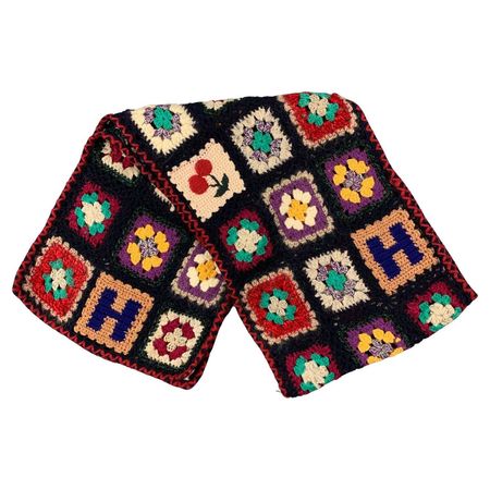 Vintage HYSTERIC GLAMOUR Multi-Color Patchwork Crochet Scarf