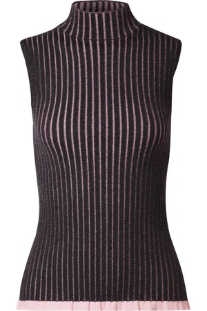 Burberry | Striped ribbed cashmere and silk-blend turtleneck top | NET-A-PORTER.COM