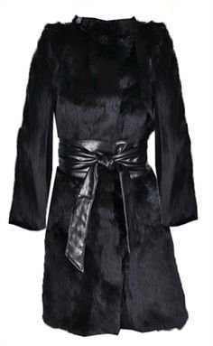 Long Sleeve High Neckline Sashes Pockets Faux Fur Coat | Floryday