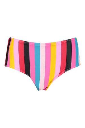 Mix & Match Rainbow Stripe High Waist Brief | Boohoo UK