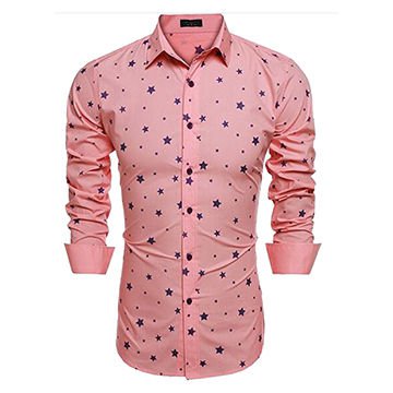 China Men's Stylish Slim Fit Dress Shirt Casual Contrast Button Down