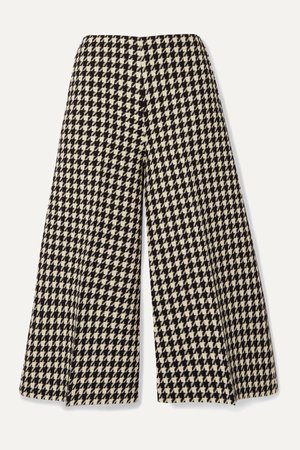 Black Houndstooth wool and cotton-blend culottes | Gucci | NET-A-PORTER