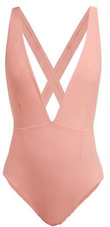Haight - Marina Deep V Neck Jersey Swimsuit - Womens - Pink