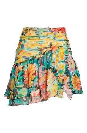 Milly Mira Garden Floral Print Silk Skirt | Nordstrom