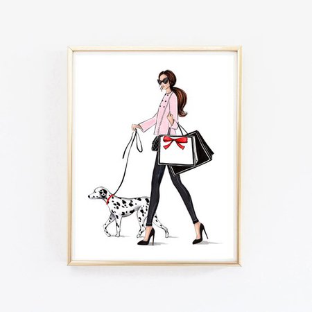 Fashion illustration Girly wall art Dalmatian Dog art print | Etsy