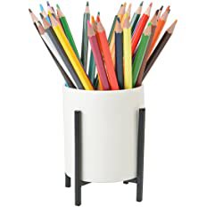 Amazon.com: Cute Ceramic Pen and Pencil Cup Holder for Desk, Makeup Brushes Holder, Desk Accessories Organizer Stand with Stable Metal Bracket, Desk Decor for Home & Office, Large Size : Office Products
