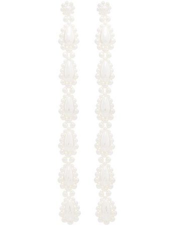 Simone Rocha pearl drop long earrings white ERG2400904 - Farfetch