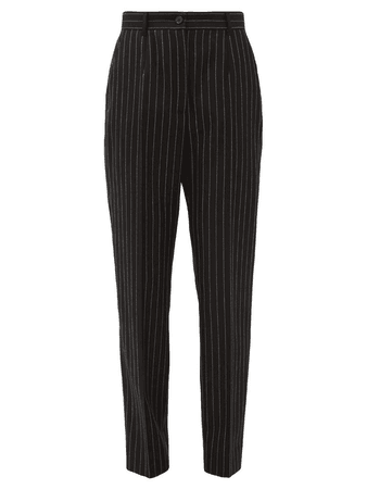 DOLCE & GABBANA Chalk-stripe slim-fit wool-blend trousers