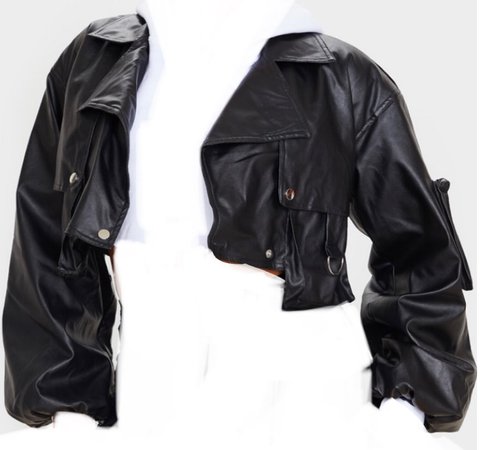 PLT Black faux leather crop jacket